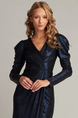 Garrison Draped Metallic Jersey Dress