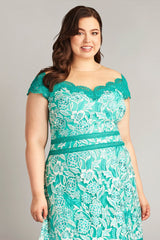 Nance Double Banded Scalloped Lace Dress - PLUS SIZE