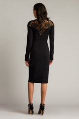 Ebony Deep V Illusion Dress