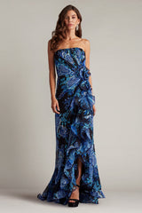 Morwenna Floral Print Ruffle Gown