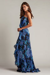 Morwenna Floral Print Ruffle Gown