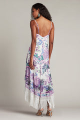 Lua Floral Print Tassel Fringe Slip Dress