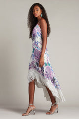 Lua Floral Print Tassel Fringe Slip Dress