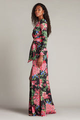 Talvo Floral Print Wrap Gown