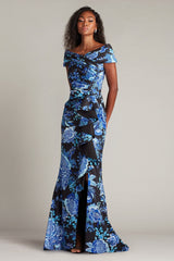 Leticia Floral Waterfall Flounce Gown