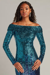 Vionne Off-Shoulder Sequin Gown