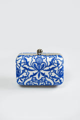Embroidered Lace Box Clutch in Blue Lagoon