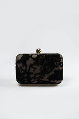Cut Velvet Box Clutch in Black