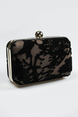 Cut Velvet Box Clutch in Black