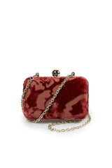 Cut Velvet Box Clutch in Carmine