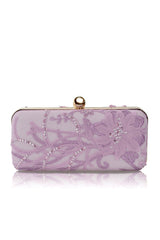 Embellished Floral Applique Box Clutch