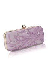 Embellished Floral Applique Box Clutch