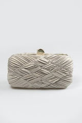 Woven Metallic Box Clutch in Brass