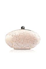 Paillette Embroidered Lace Oval Clutch