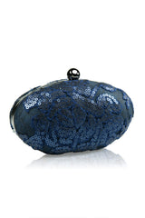 Paillette Embroidered Lace Oval Clutch