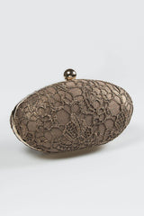 Metallic Lace Overlay Clutch in Antique Gold