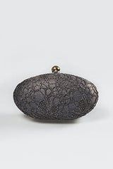 Metallic Lace Overlay Clutch in Duchess Grey