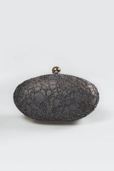 Metallic Lace Overlay Clutch in Duchess Grey