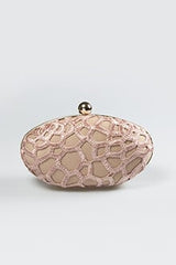 Guipure Lace Oval Clutch in Mauve