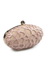 Guipure Lace Oval Clutch in Mauve