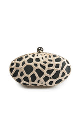 Guipure Lace Oval Clutch in Rose Taupe