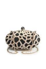 Guipure Lace Oval Clutch in Rose Taupe