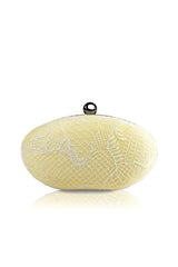 Embroidered Tulle Oval Clutch