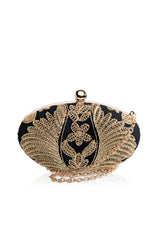 Corded Embroidery on Tulle Oval Clutch