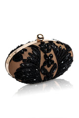 Hand Beaded Corded Embroidery Oval Clutch