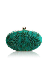 Hand Beaded Corded Embroidery Oval Clutch