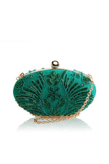Hand Beaded Corded Embroidery Oval Clutch
