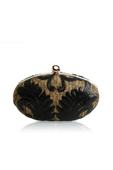 Paillette Embroidered Lace Appliqué Oval Clutch