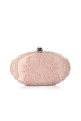 Beaded Embroidered Tulle Oval Clutch