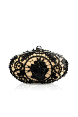 Beaded Lace Oval Clutch