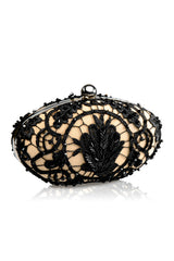 Beaded Lace Oval Clutch