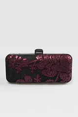 Sequin Embellished Box Clutch in Auburn