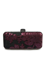 Sequin Embellished Box Clutch in Auburn