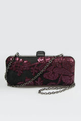 Sequin Embellished Box Clutch in Auburn