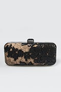 Sequin Embellished Box Clutch in Black / Nude