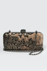 Sequin Embellished Box Clutch in Smoke Pearl