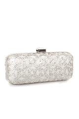 Embellished Leatherette Rectangle Clutch