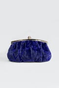 Pleated Cut Velvet Top-Frame Clutch in Jewel