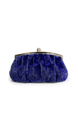 Pleated Cut Velvet Top-Frame Clutch in Jewel