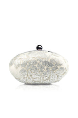 Paillette Embroidered Lace Oval Clutch