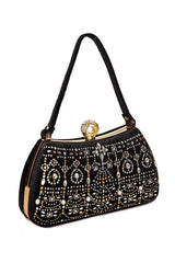 Durian Beaded Velvet Clutch