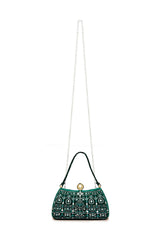 Durian Beaded Velvet Clutch