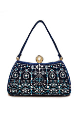 Durian Beaded Velvet Clutch
