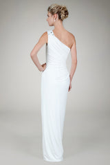 Draped Jersey Gown in Ivory