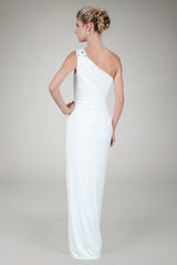 Draped Jersey Gown in Ivory
