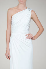 Draped Jersey Gown in Ivory